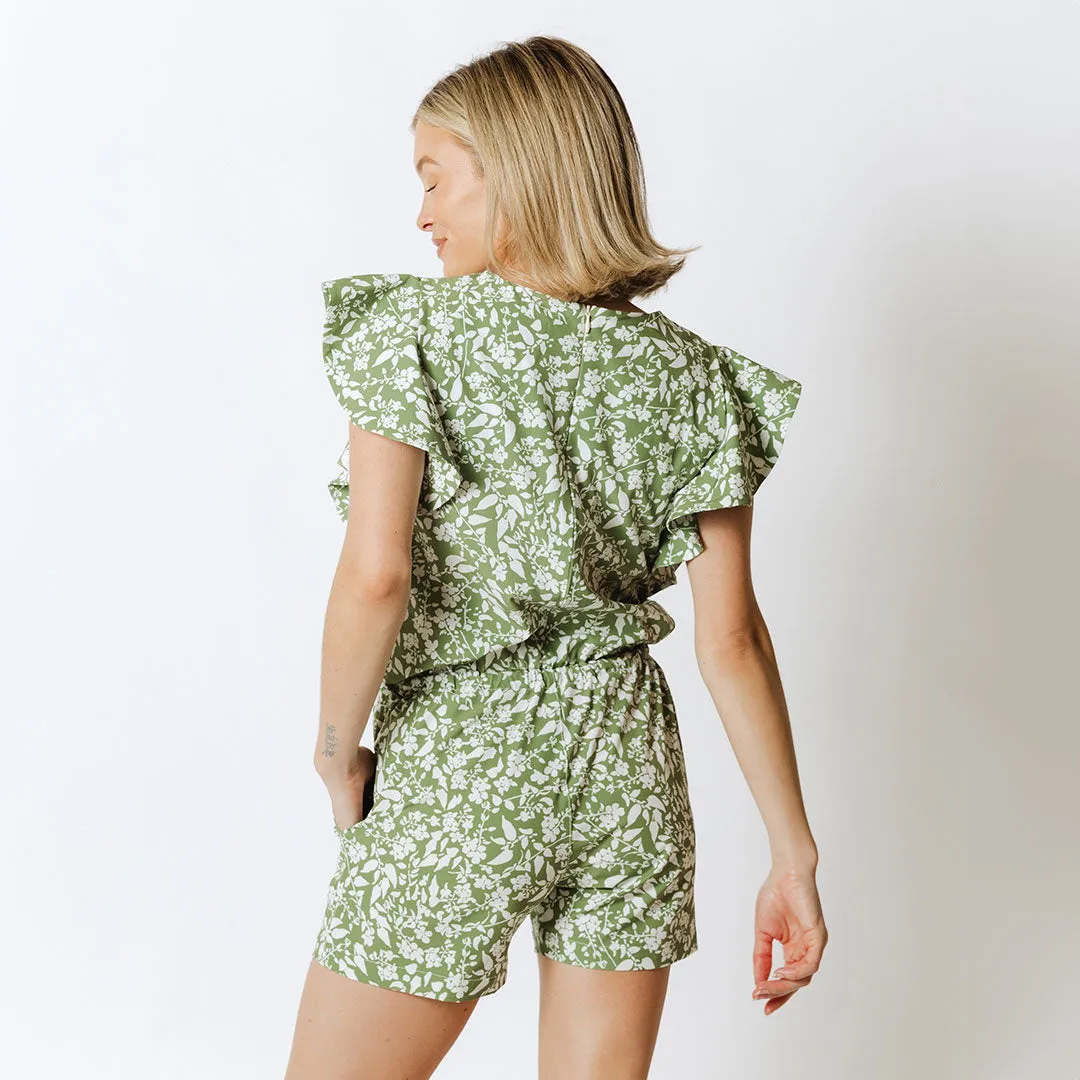 9 to 9 Romper, Sage Ivy