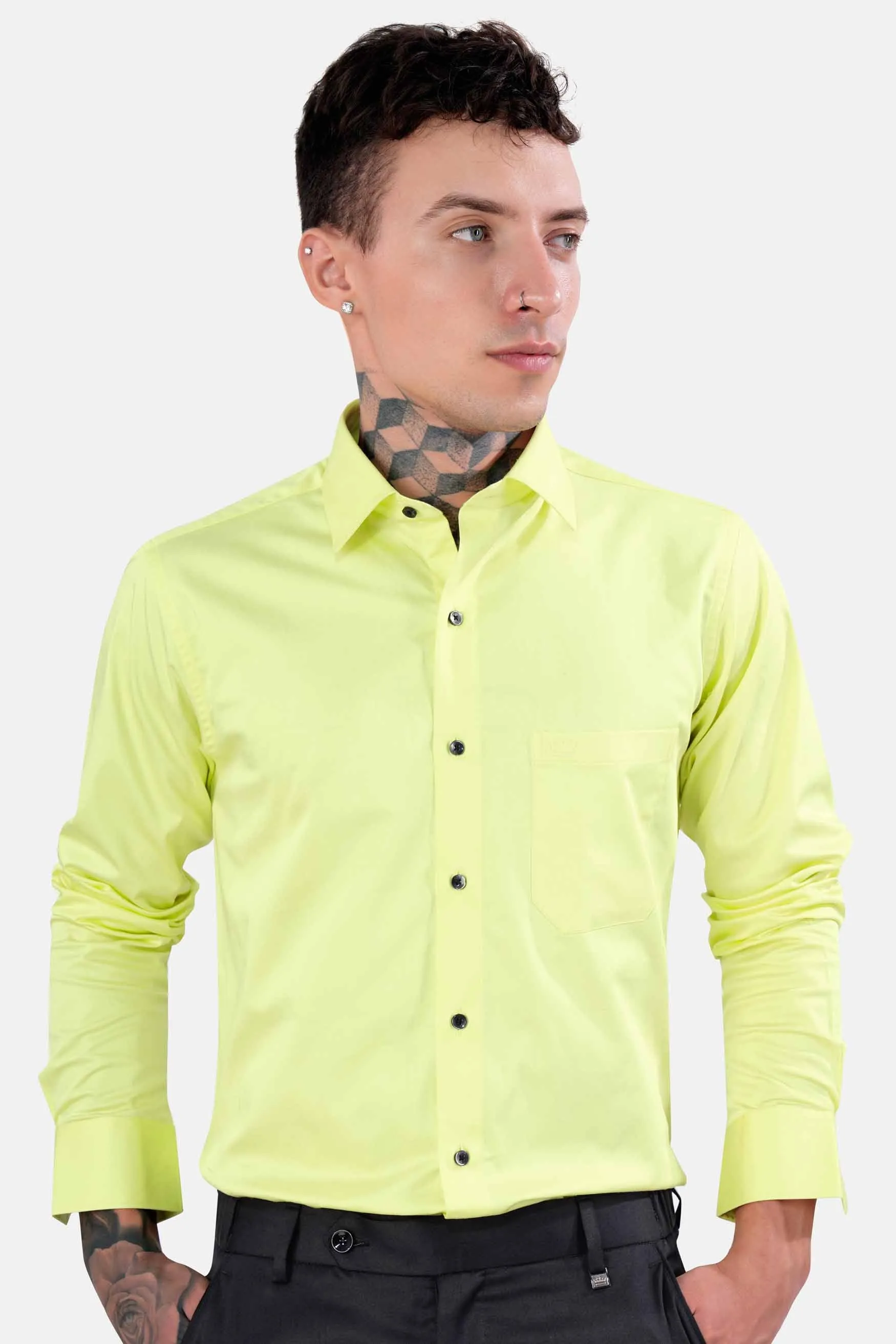 Arylide Green Subtle Sheen Super Soft Premium Cotton Shirt