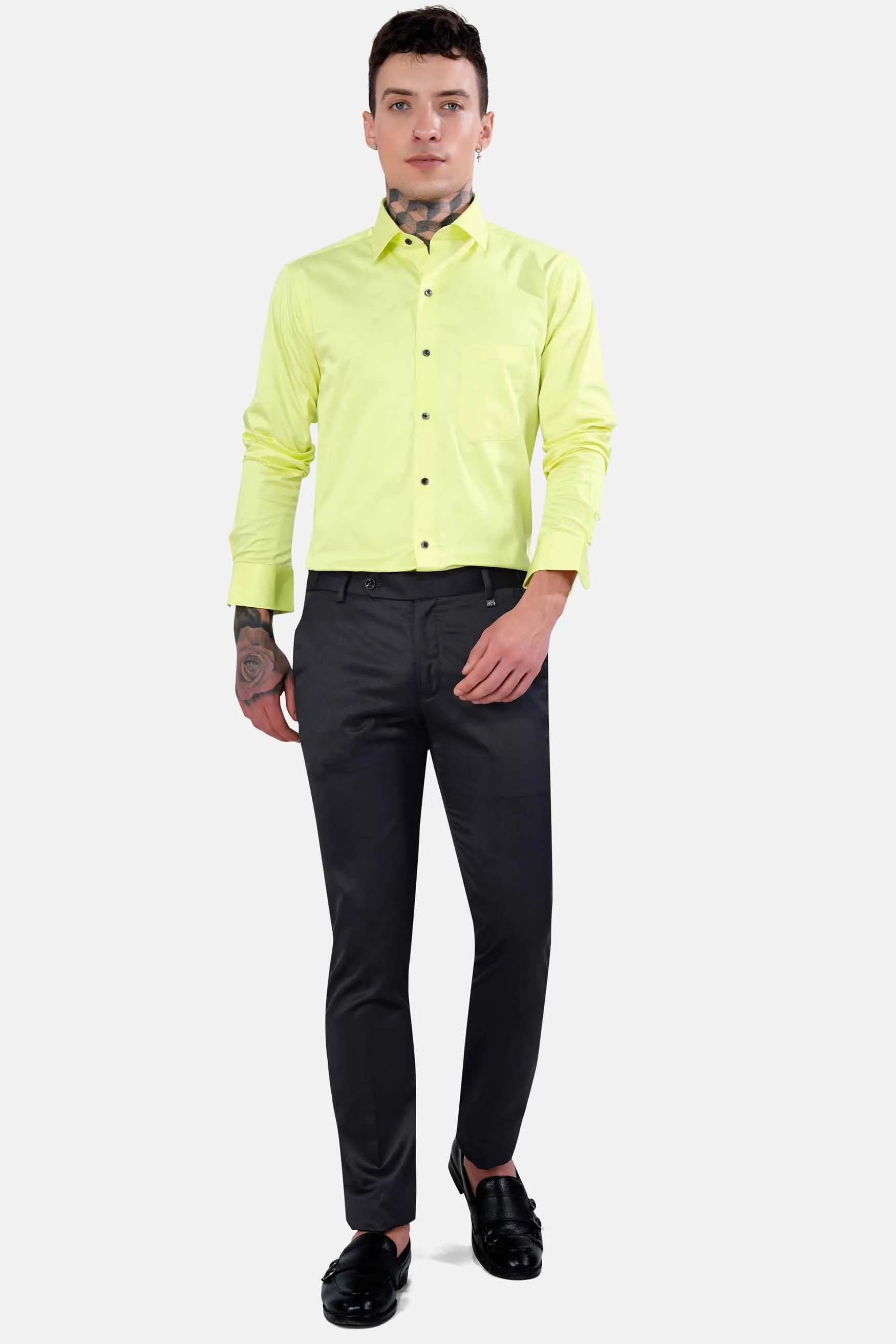 Arylide Green Subtle Sheen Super Soft Premium Cotton Shirt