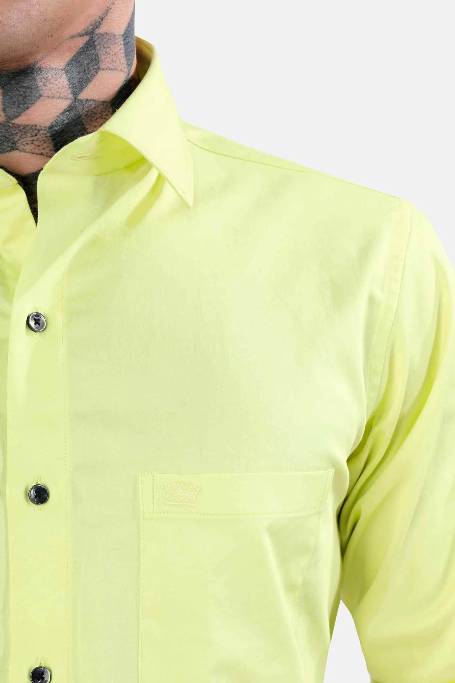 Arylide Green Subtle Sheen Super Soft Premium Cotton Shirt