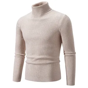 Autumn Winter Turtleneck Sweater Men Warm Knitted Solid Color Pullovers Men's Slim Fit Casual Turtleneck Knitwear Man Sweaters