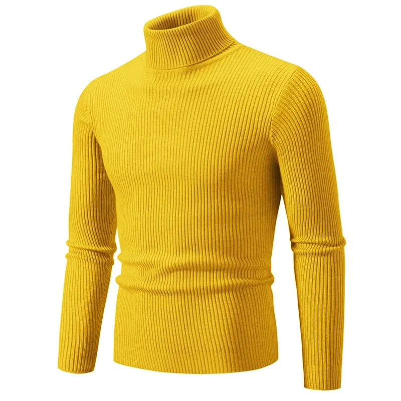 Autumn Winter Turtleneck Sweater Men Warm Knitted Solid Color Pullovers Men's Slim Fit Casual Turtleneck Knitwear Man Sweaters