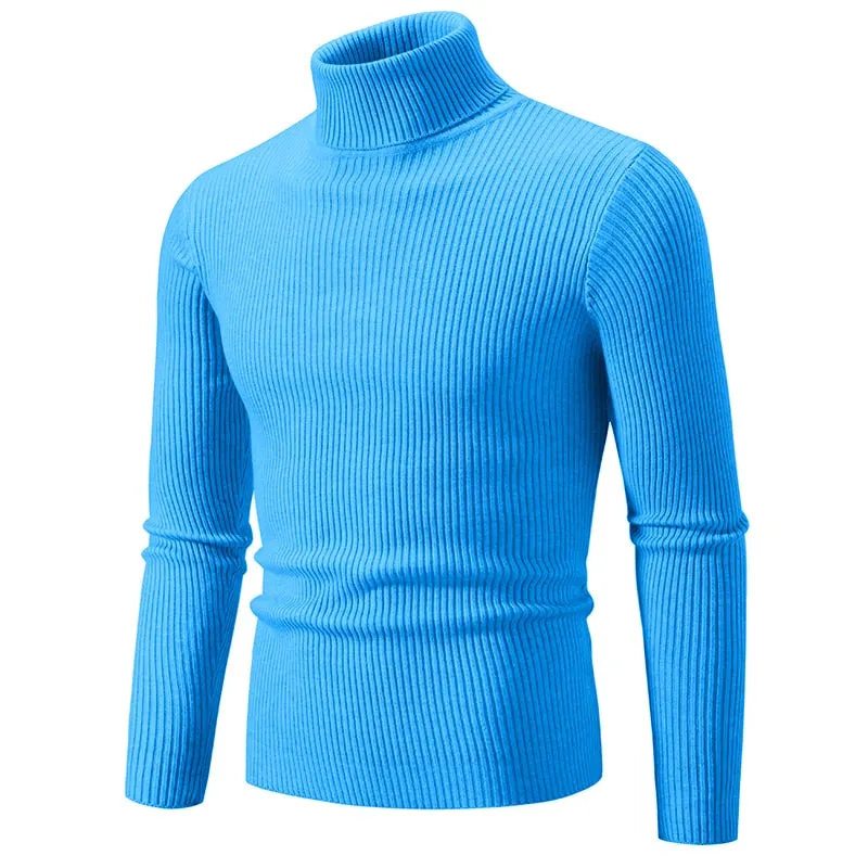 Autumn Winter Turtleneck Sweater Men Warm Knitted Solid Color Pullovers Men's Slim Fit Casual Turtleneck Knitwear Man Sweaters