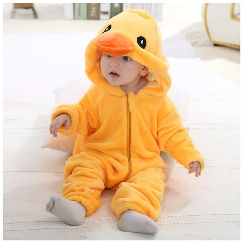 Baby Rompers Winter Costume Flannel Hooded Jumpsuits Baby Clothes