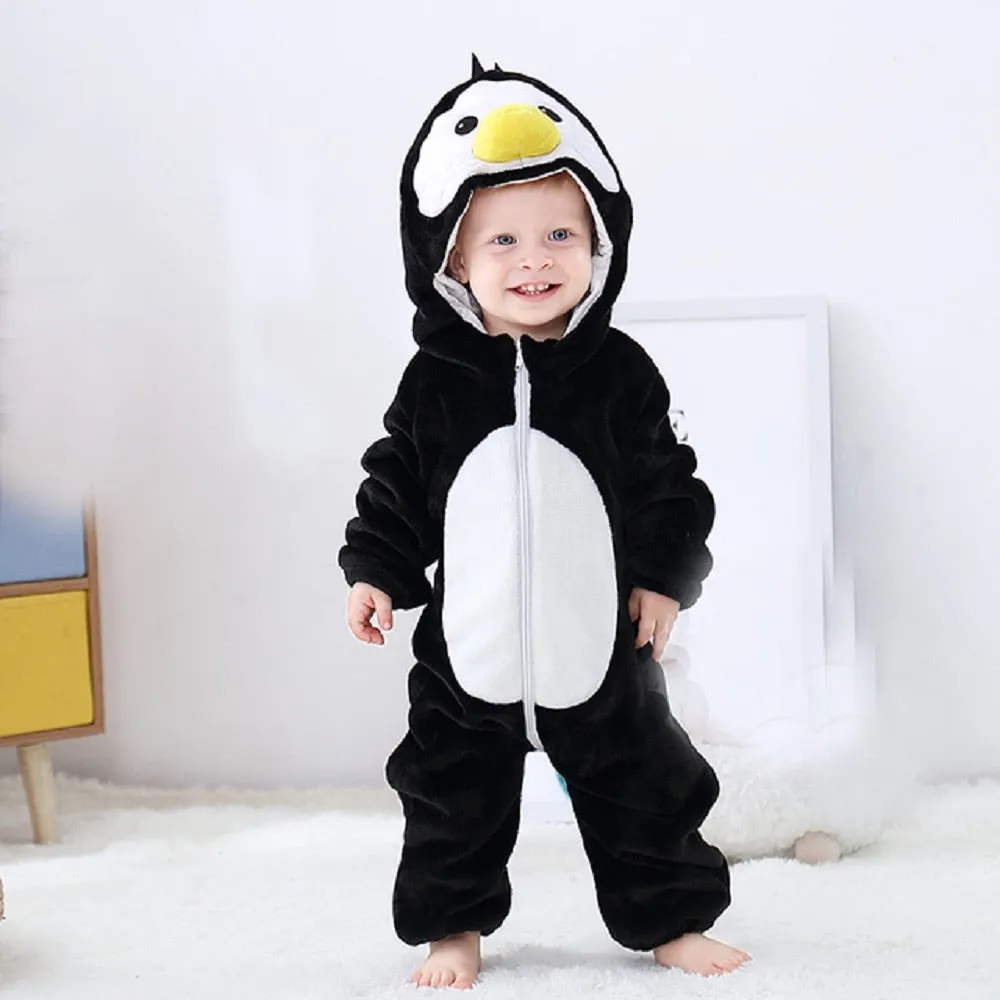 Baby Rompers Winter Costume Flannel Hooded Jumpsuits Baby Clothes