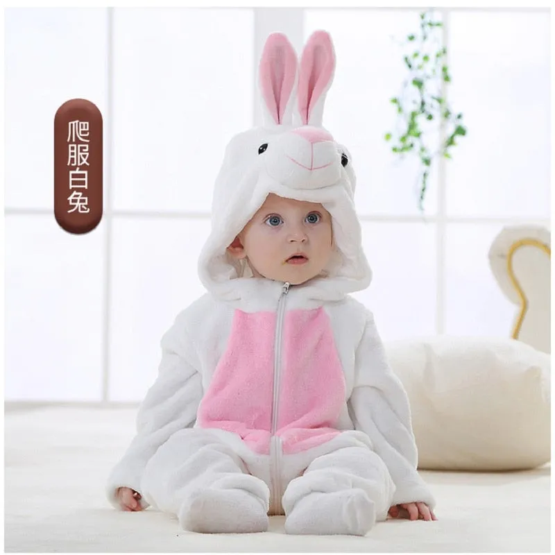 Baby Rompers Winter Costume Flannel Hooded Jumpsuits Baby Clothes