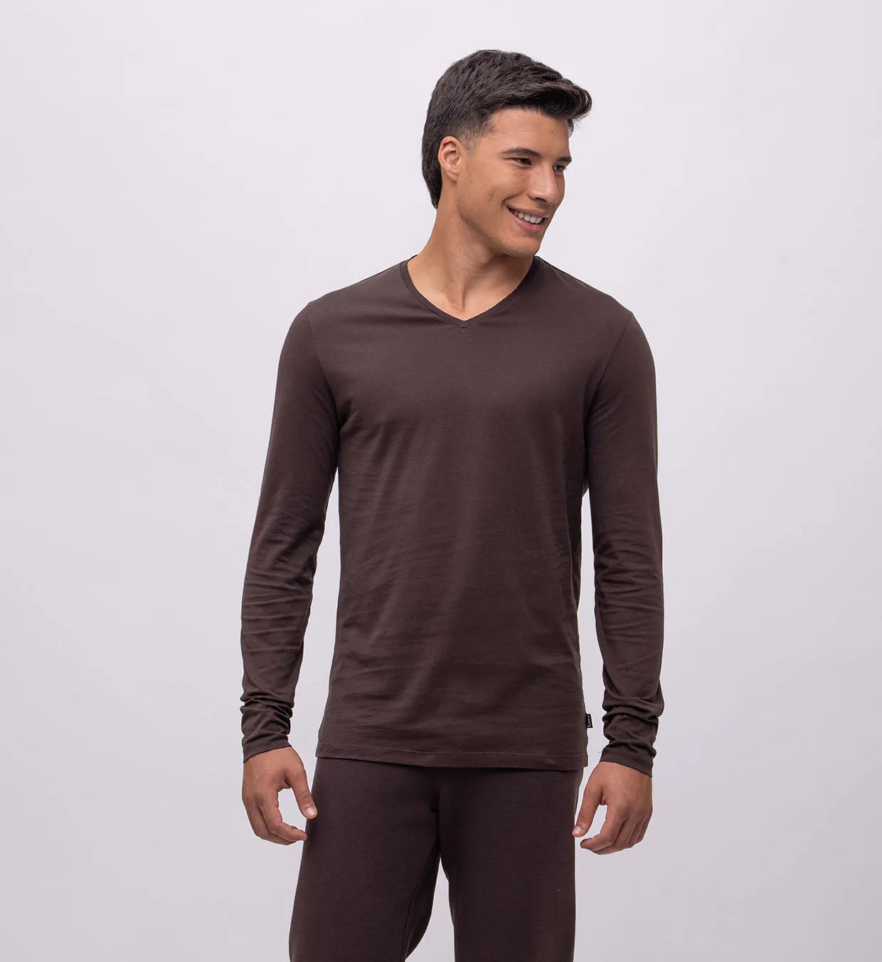 Basic Cotton V Long Sleeve T-Shirt