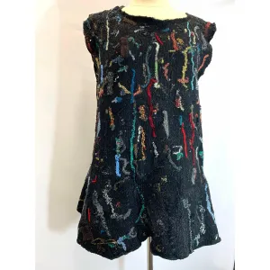 Black Wool felted sweater tunic vest in recycled fabrics - S/M/L -Measurements below.