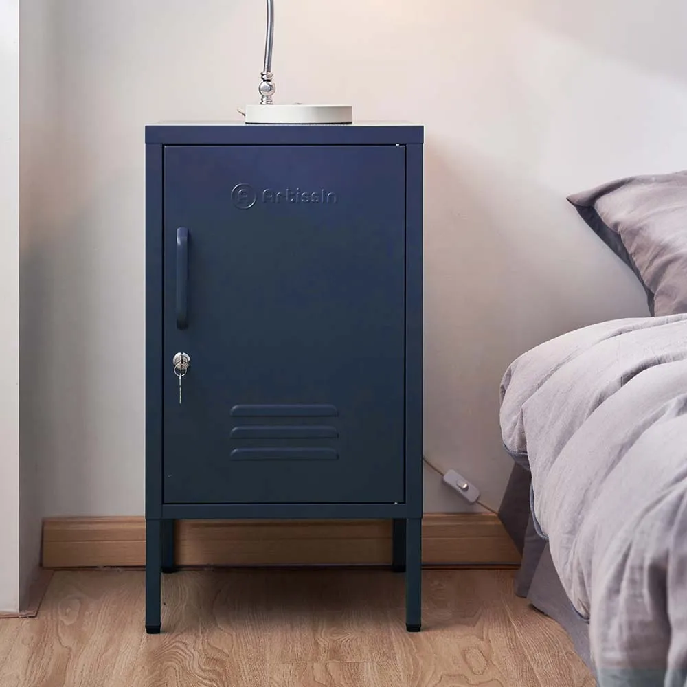 Blue Metal Bedside Table with Storage – ArtissIn