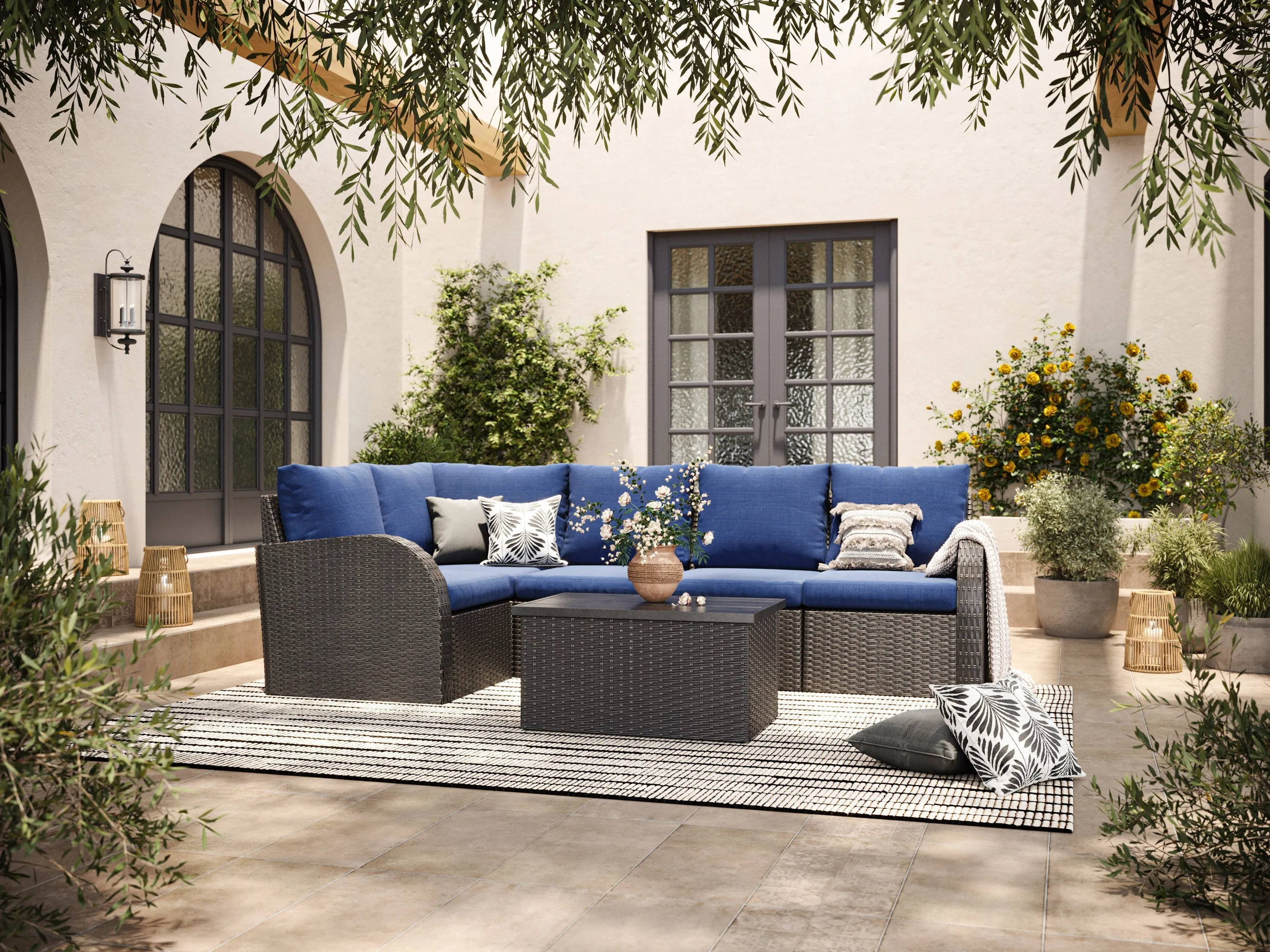 Blue Outdoor Left Arm Sectional Chair