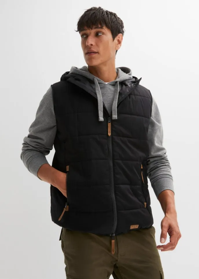 Bpc Bonprix Collection Quilted Vest with Hood, Black