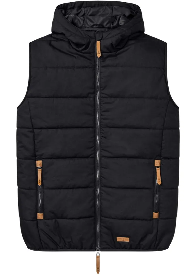 Bpc Bonprix Collection Quilted Vest with Hood, Black