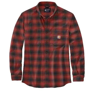 Carhartt 105945 Men's Rugged Flex Relaxed Fit Midweight Flannel Long-S - Medium Regular - Bordeaux Heather