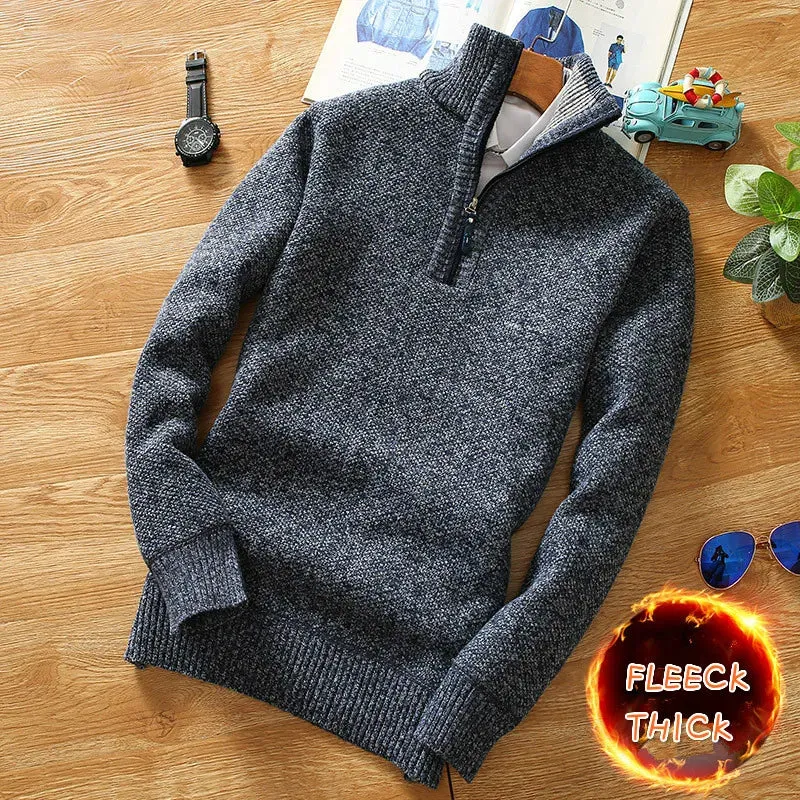 Cozy Half-Zip Turtleneck Wool Sweater