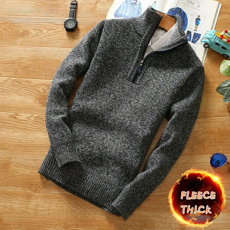 Cozy Half-Zip Turtleneck Wool Sweater