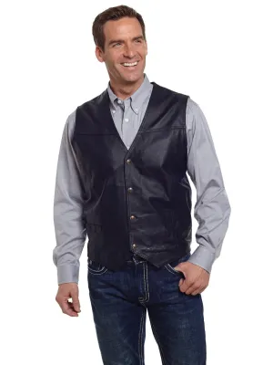 Cripple Creek Mens Black Boar Nappa Leather Western Snap Front Vest