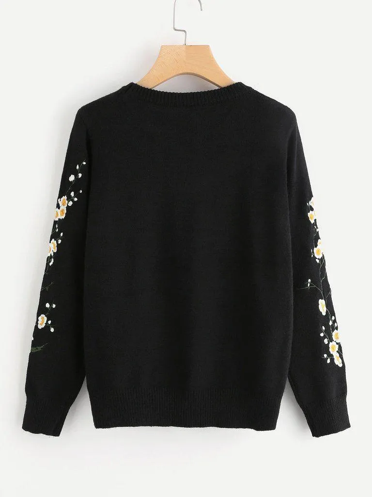 Flower Blossom Embroidered Sweater