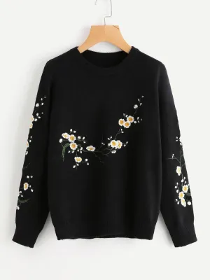 Flower Blossom Embroidered Sweater