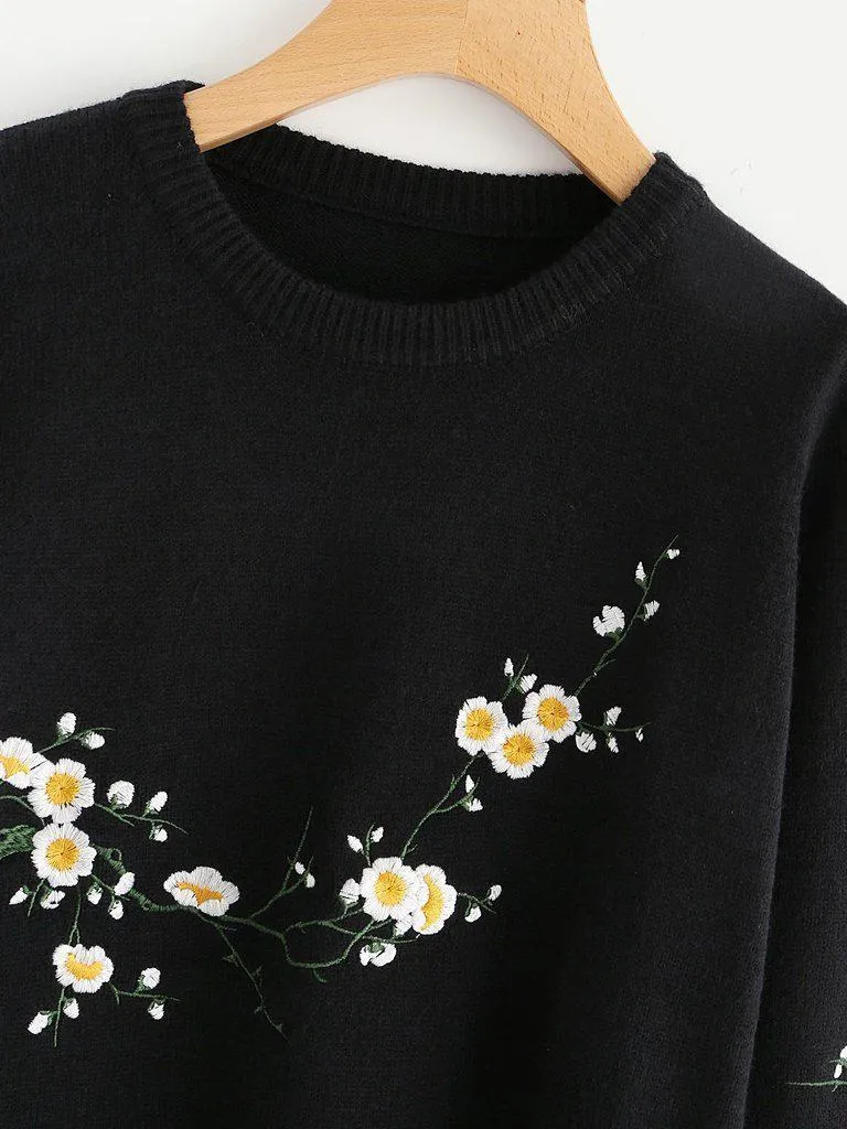 Flower Blossom Embroidered Sweater