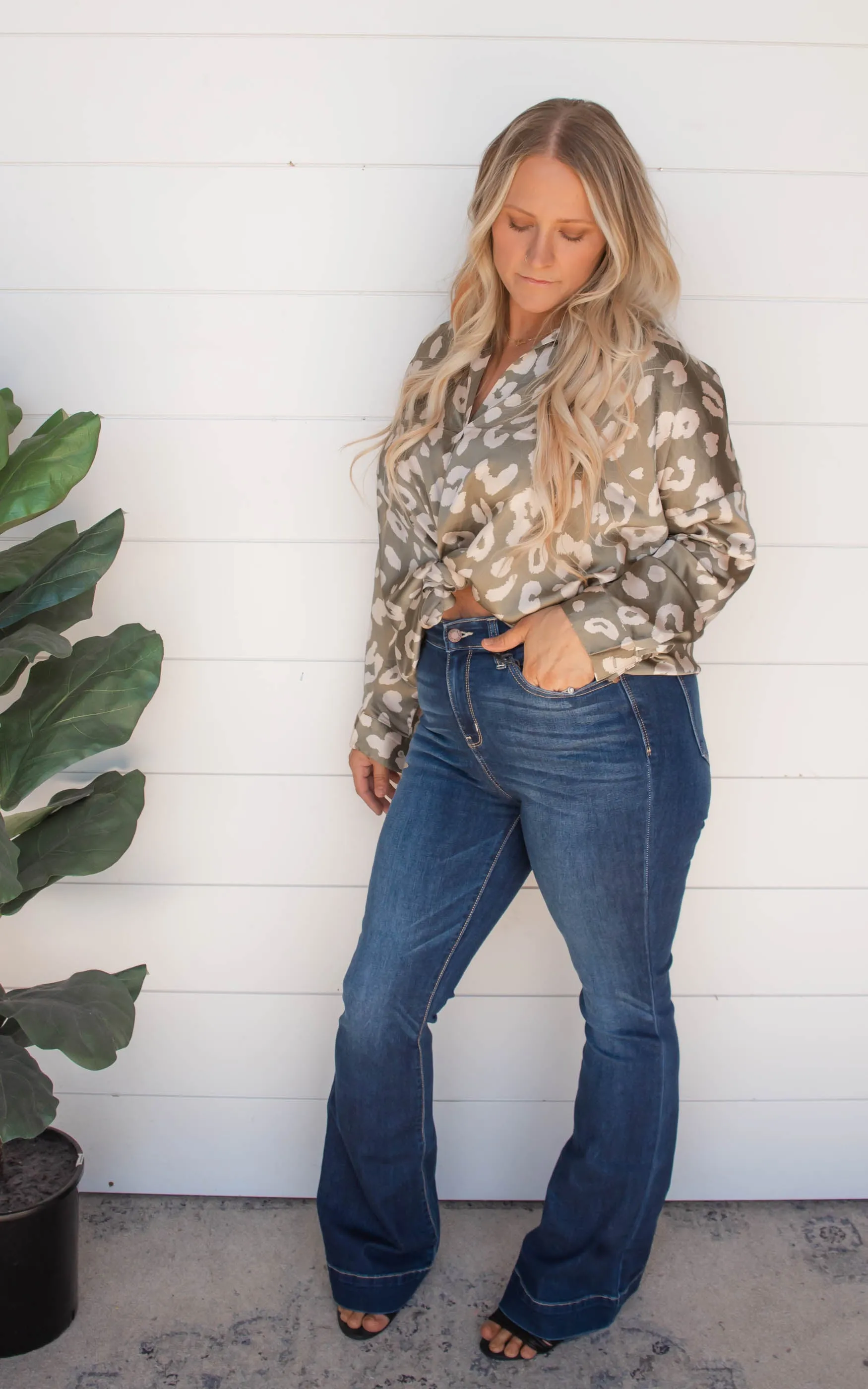 Flowy Leopard V-Neck Blouse | FINAL SALE