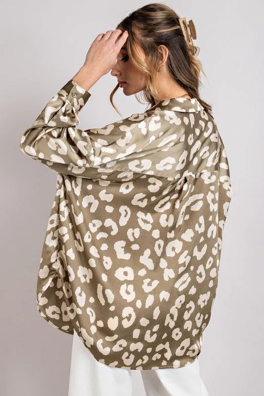 Flowy Leopard V-Neck Blouse | FINAL SALE