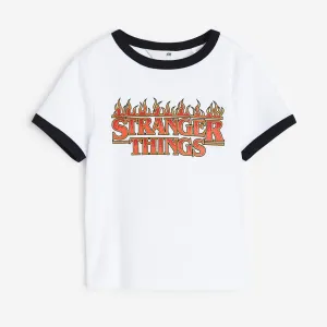 H&M Stranger Things Printed T-shirt, white