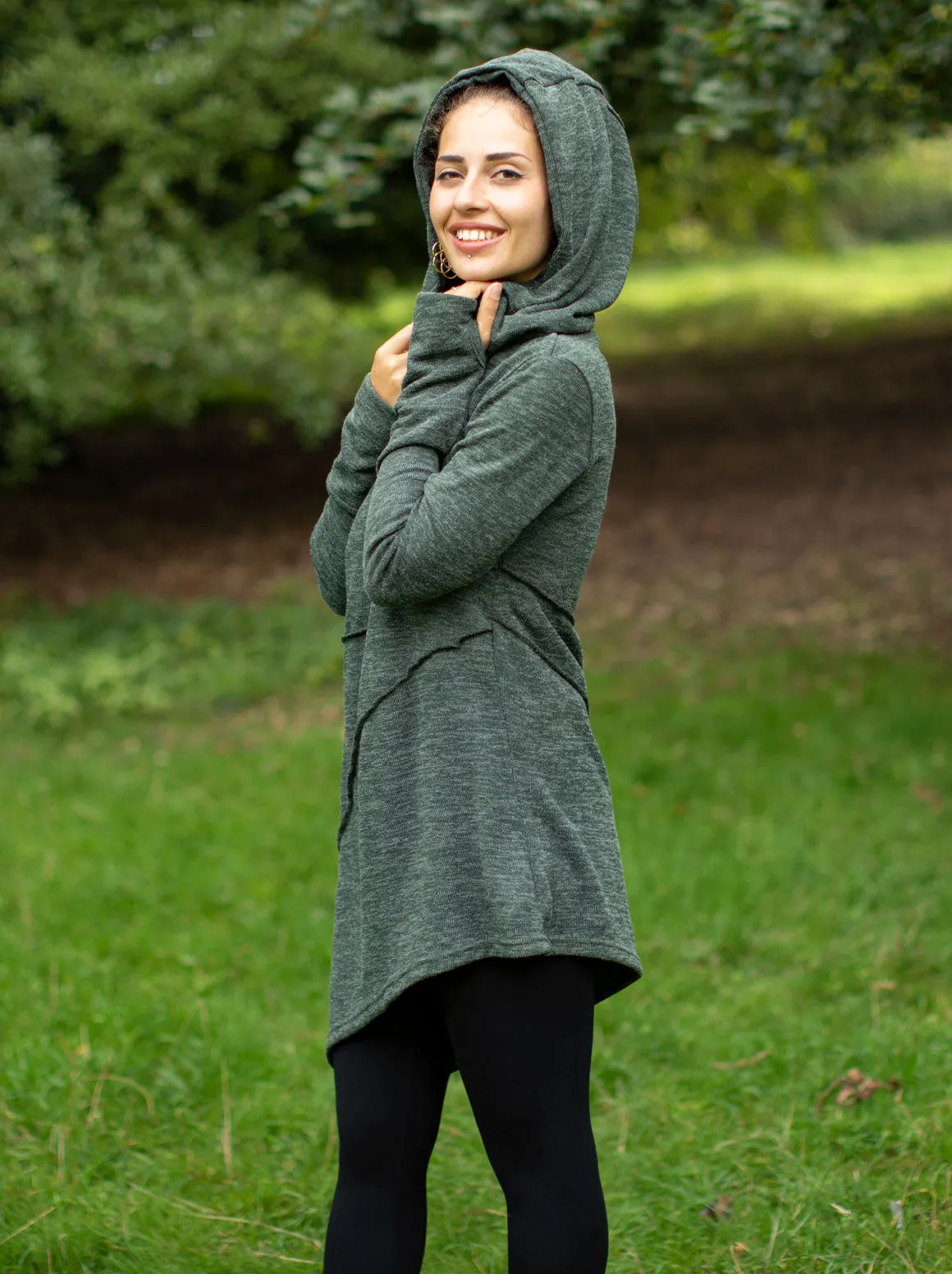 Hooded Pixie Dress Olive Green