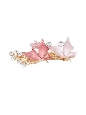 Kairangi Hair Clips for Women Girls Barrette Hair Clips for Women Enameled Butterfly Clips for Women Pink French Barrette Hair Clips for Women and Girls Gift For Women & Girls