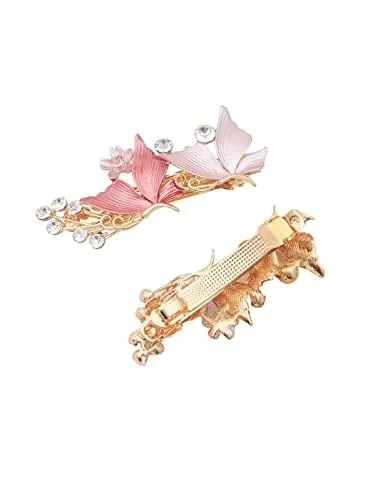 Kairangi Hair Clips for Women Girls Barrette Hair Clips for Women Enameled Butterfly Clips for Women Pink French Barrette Hair Clips for Women and Girls Gift For Women & Girls