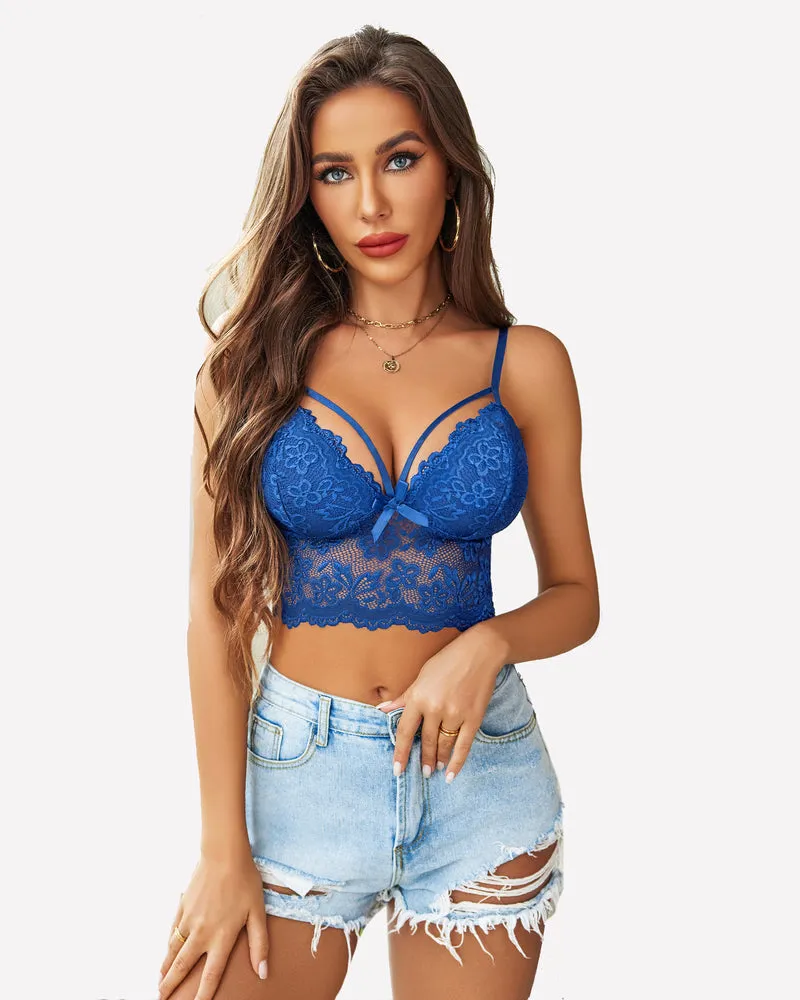 Lace Bralette Adjustable Strap Crop Top