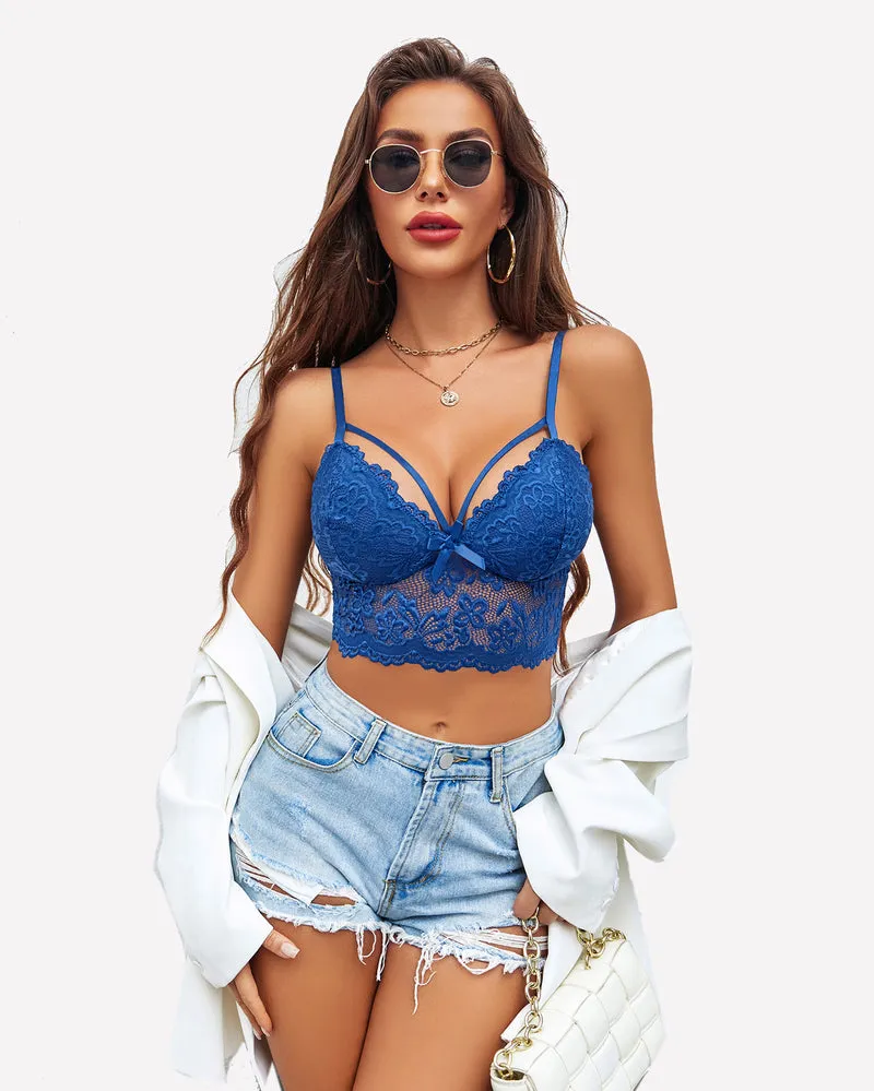 Lace Bralette Adjustable Strap Crop Top