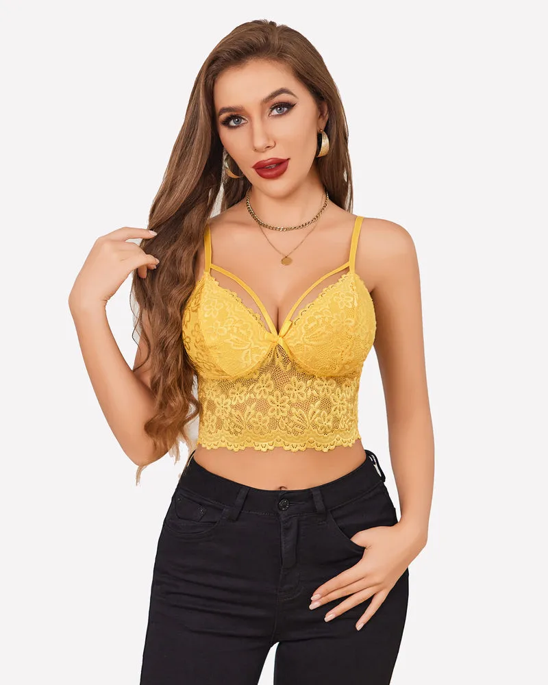 Lace Bralette Adjustable Strap Crop Top