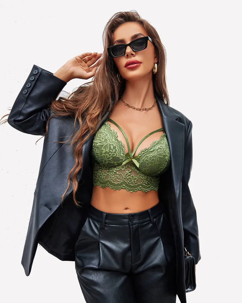 Lace Bralette Adjustable Strap Crop Top