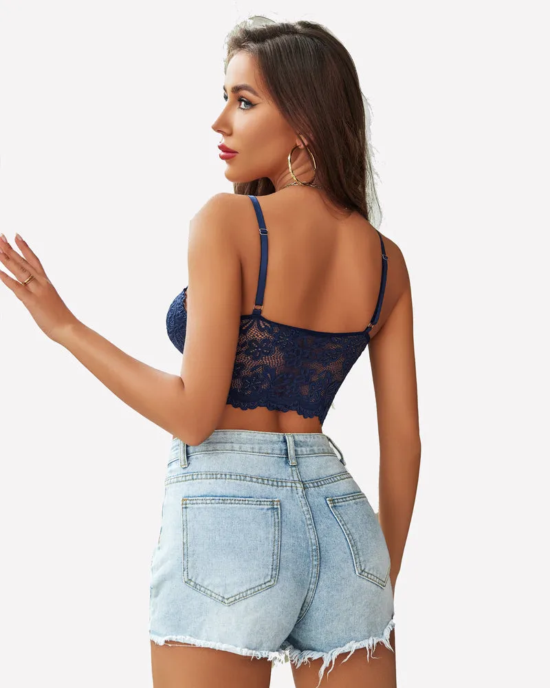 Lace Bralette Adjustable Strap Crop Top