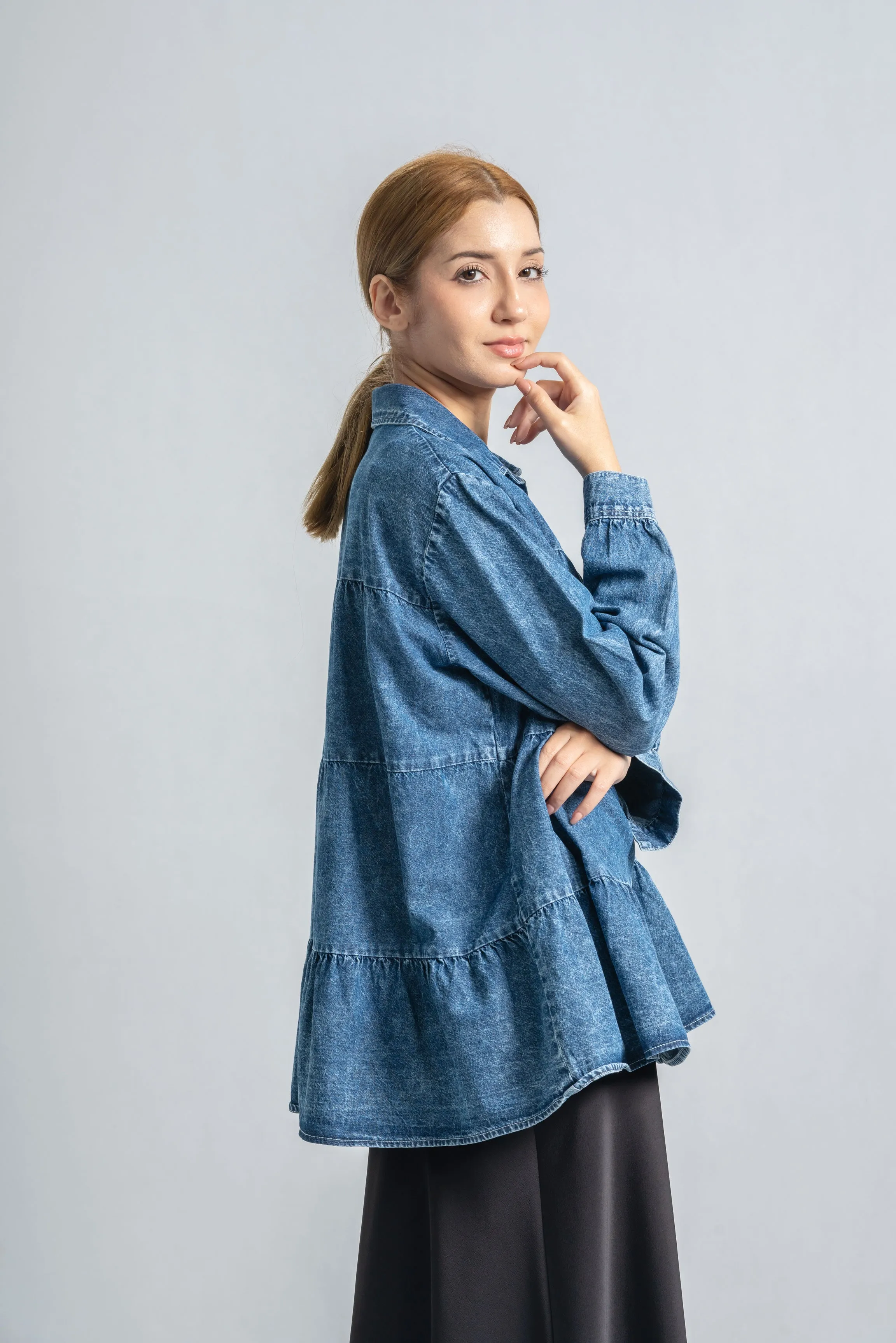 Layered Denim Blouse