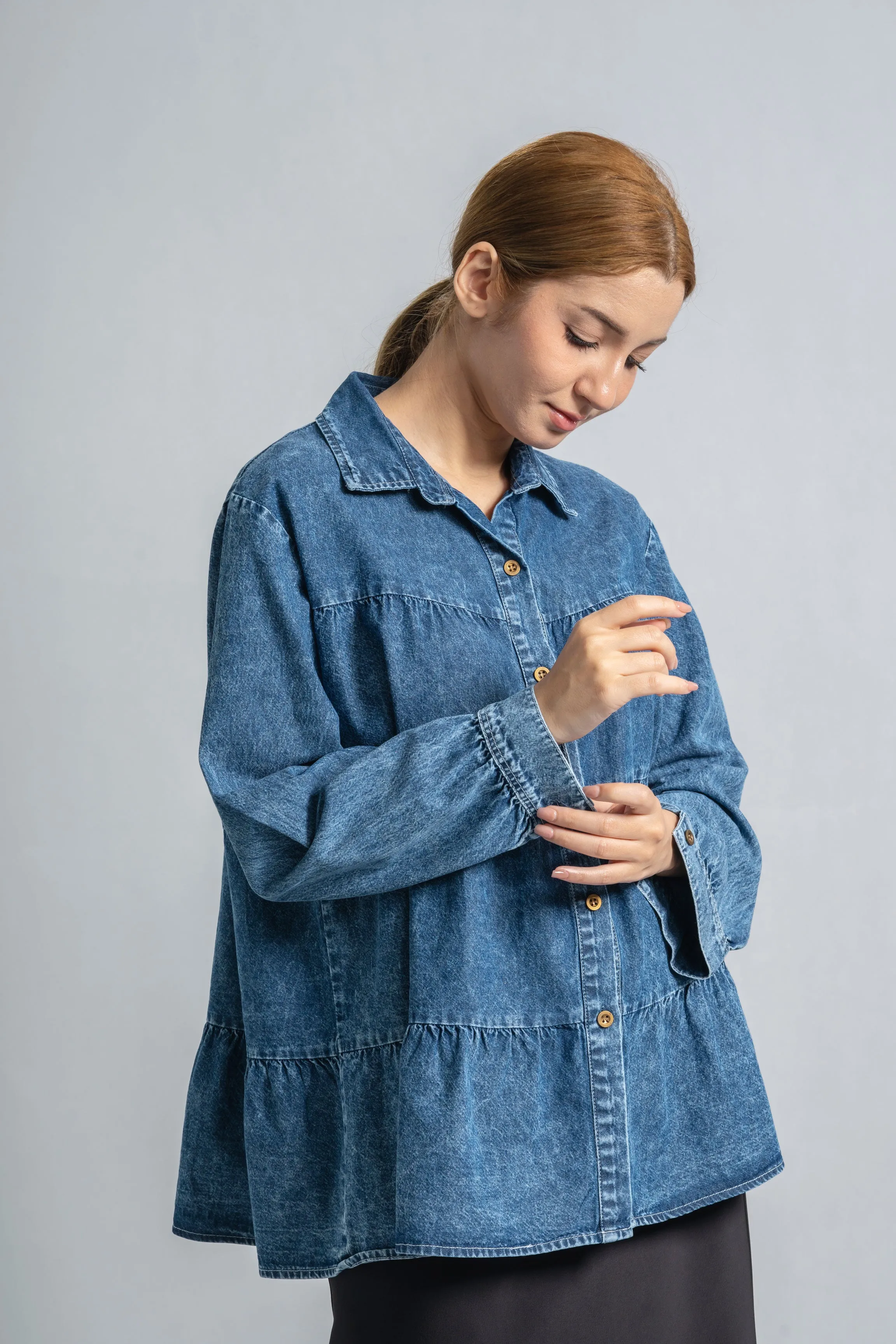 Layered Denim Blouse