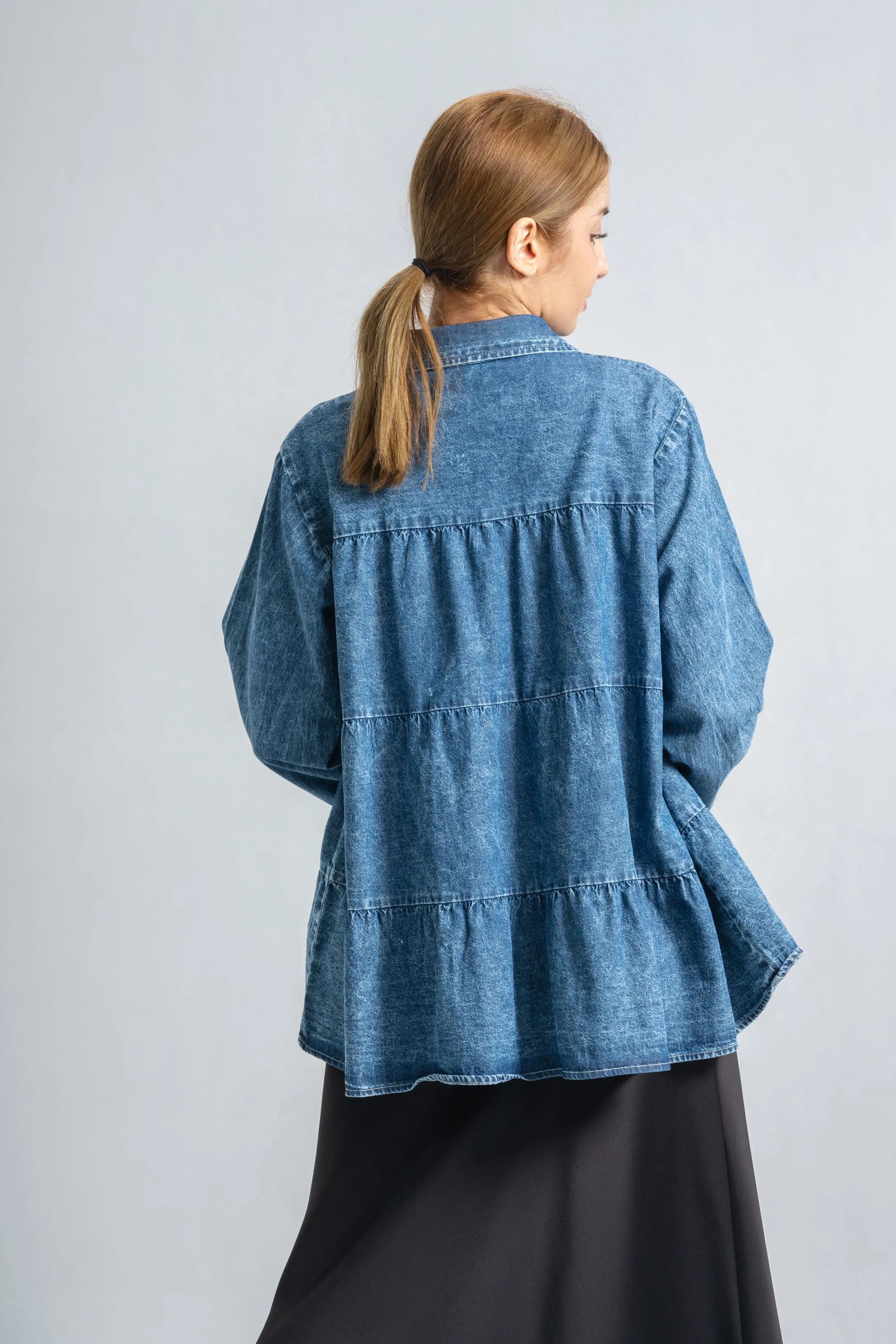 Layered Denim Blouse