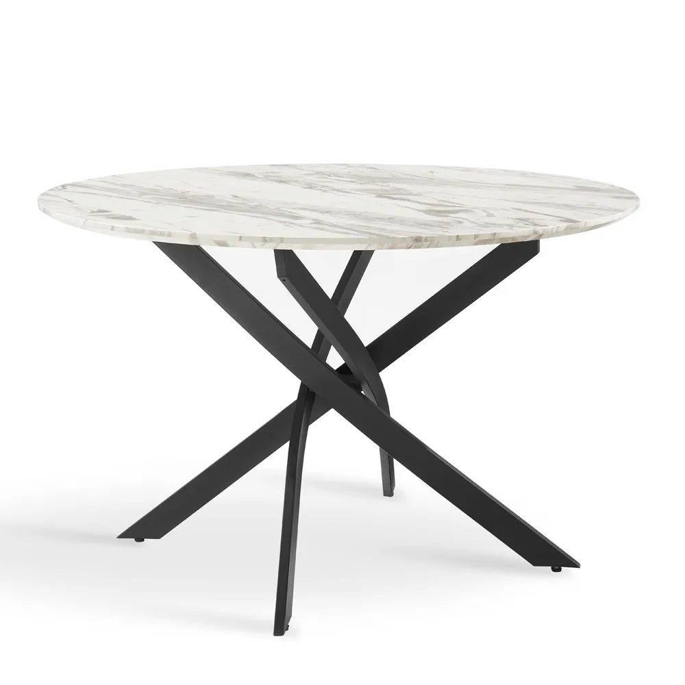 Modena Marble Effect Dining Table & 4 Tiago Chairs, Black Velvet