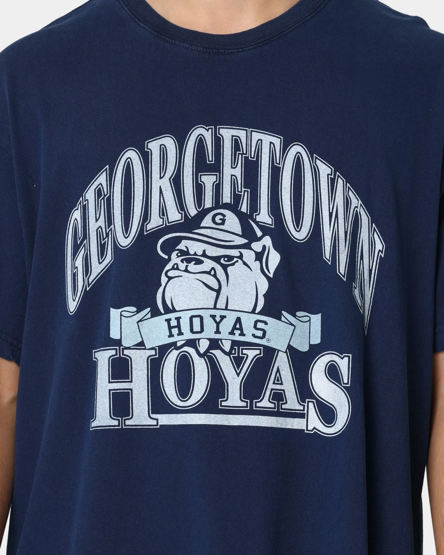 National Collegiate Athletic Association Georgetown Hoyas Vintage Mascot T-Shirt Washed Navy