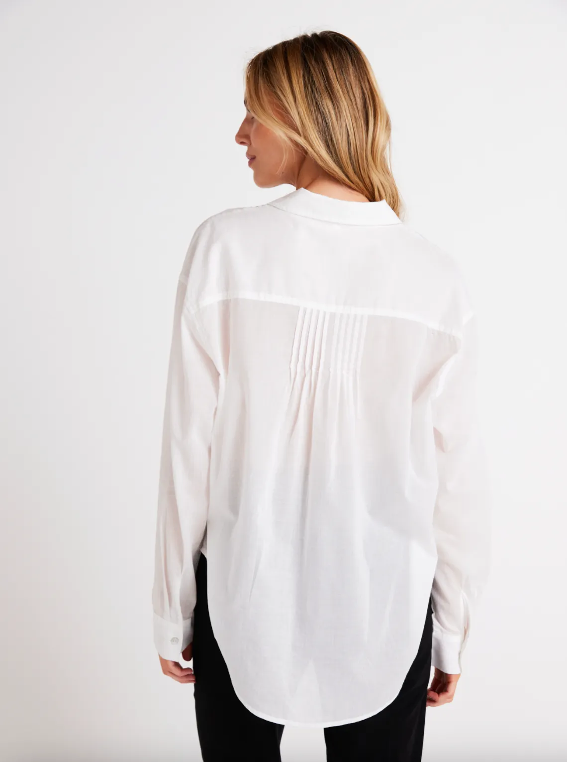 Pintuck Flowy Shirt - White