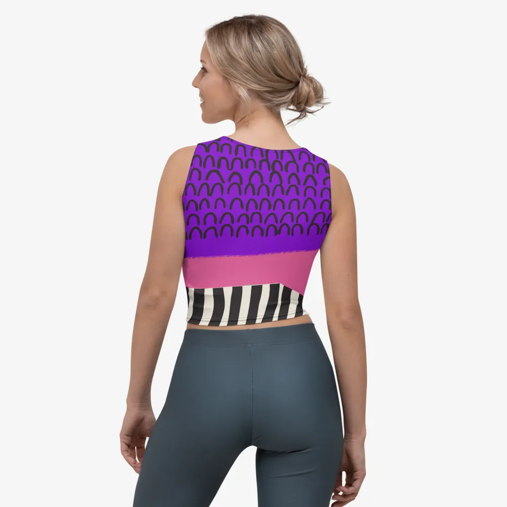 Printed Crop Top "Circus" Red/Purple/Green