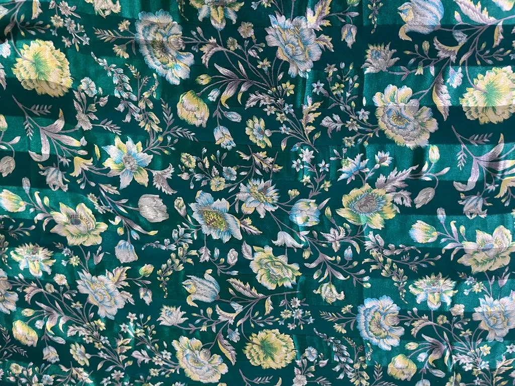 Pure silk HABOTAI SATIN stripes FLORAL PRINT 80 gms [15533]