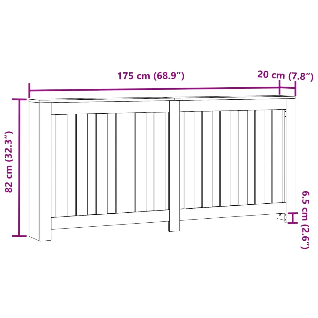 Radiator Cover White 175x20x82 cm Engineered Wood