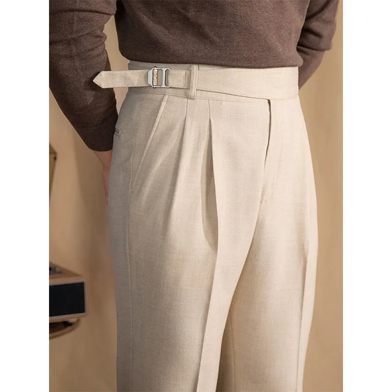 Retro Adjustable High Waist Slim Fit Trousers