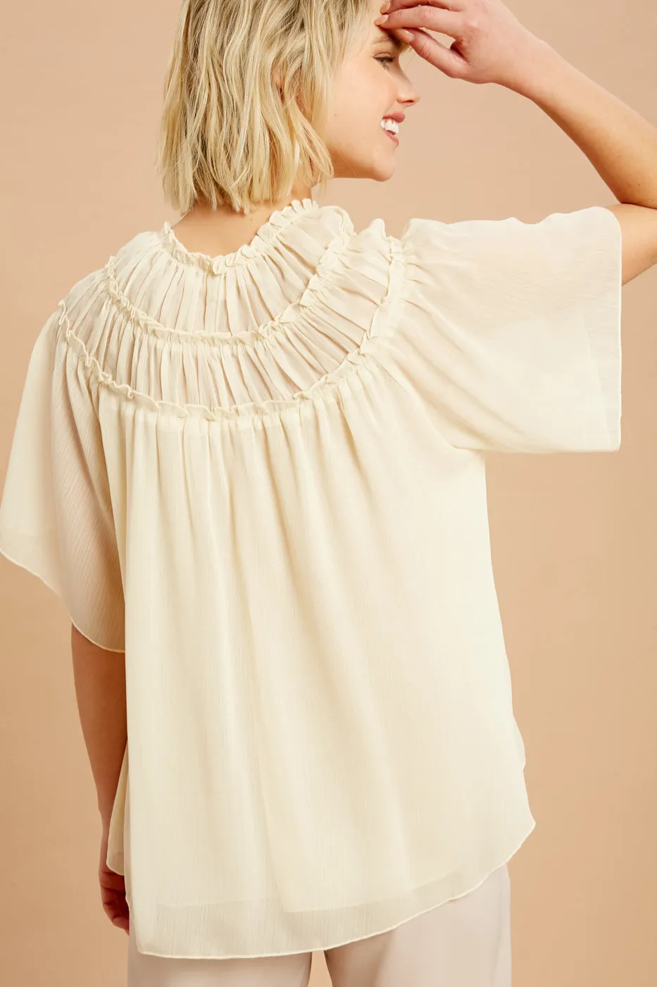 Rosamund Ruffle Yoke Keyhole Blouse