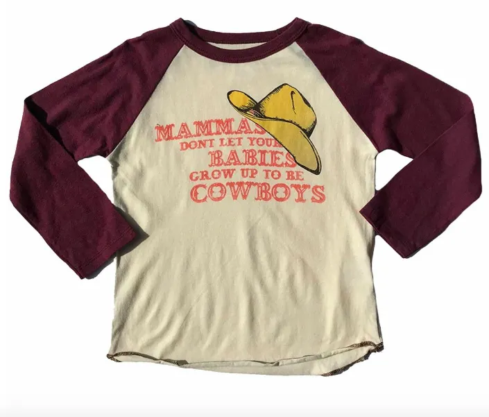 Rowdy Sprout - Don't Let Your Babies Grow Up to Be Cowboys Raglan in Cream and Port