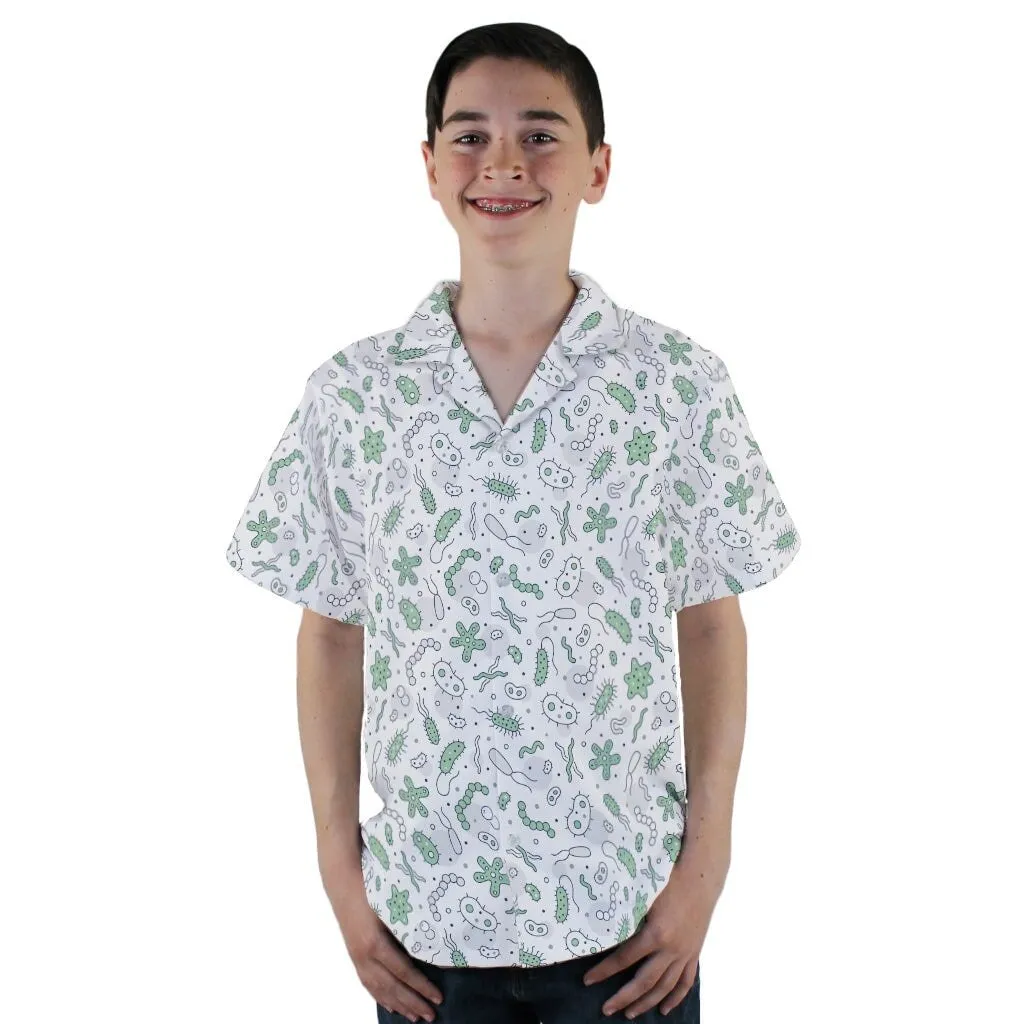 Science Green Microbes White Youth Hawaiian Shirt