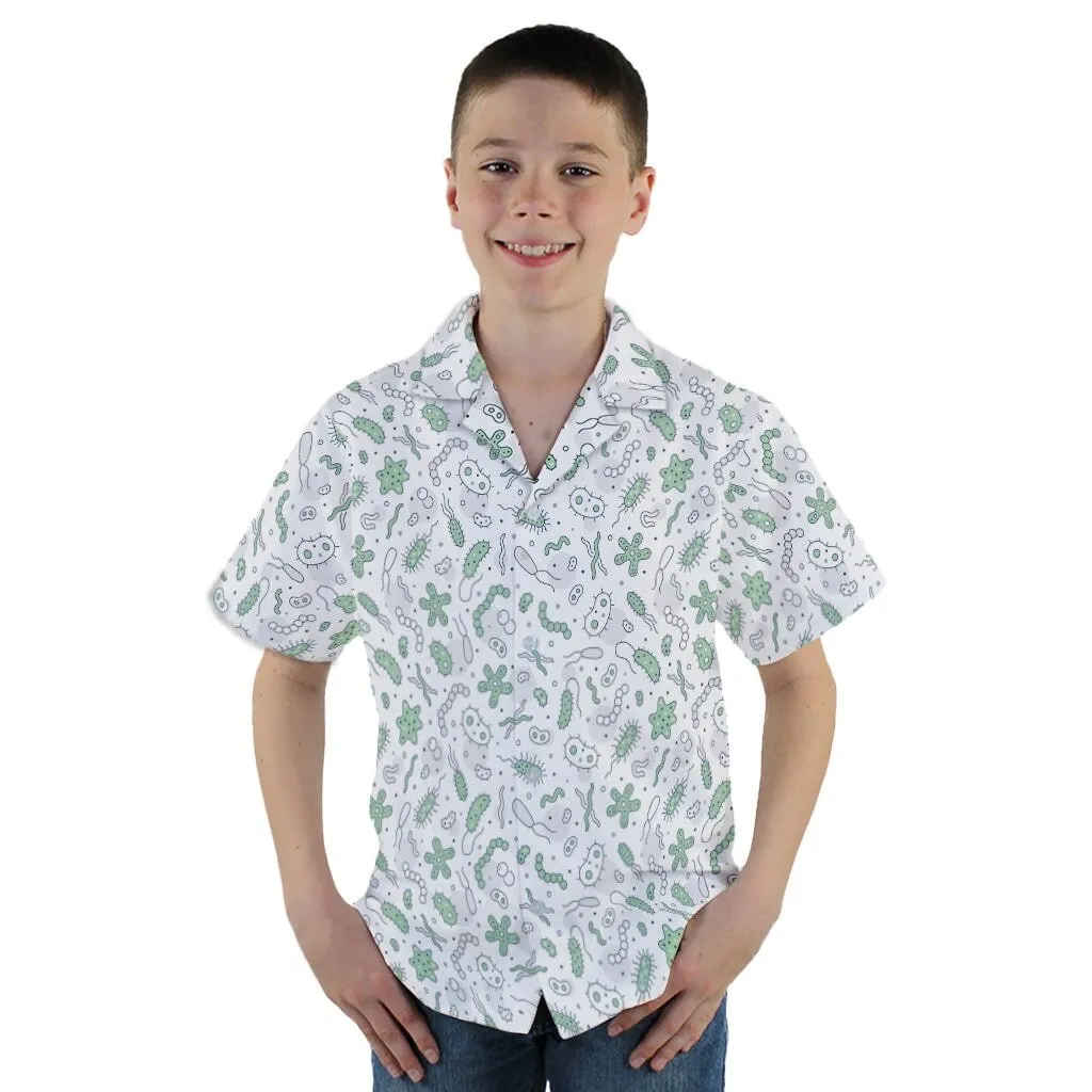 Science Green Microbes White Youth Hawaiian Shirt