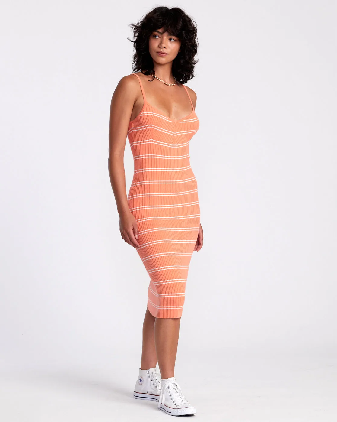 Silhouette Bodycon Midi Dress - Fusion Coral