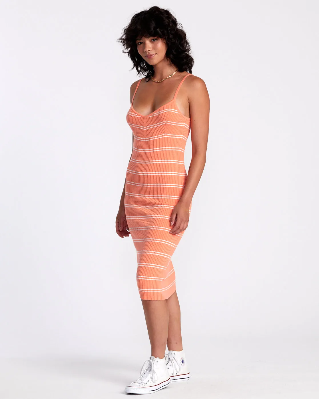 Silhouette Bodycon Midi Dress - Fusion Coral